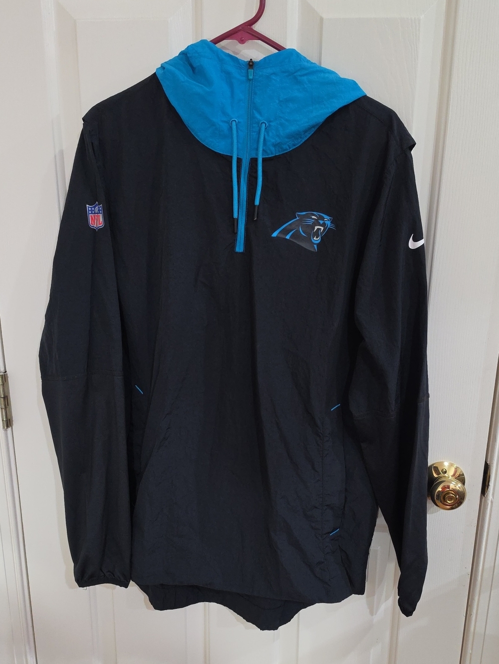Nike NFL Carolina Panthers Sideline On-Field Quarter-Zip Hoodie Jacket - Size M